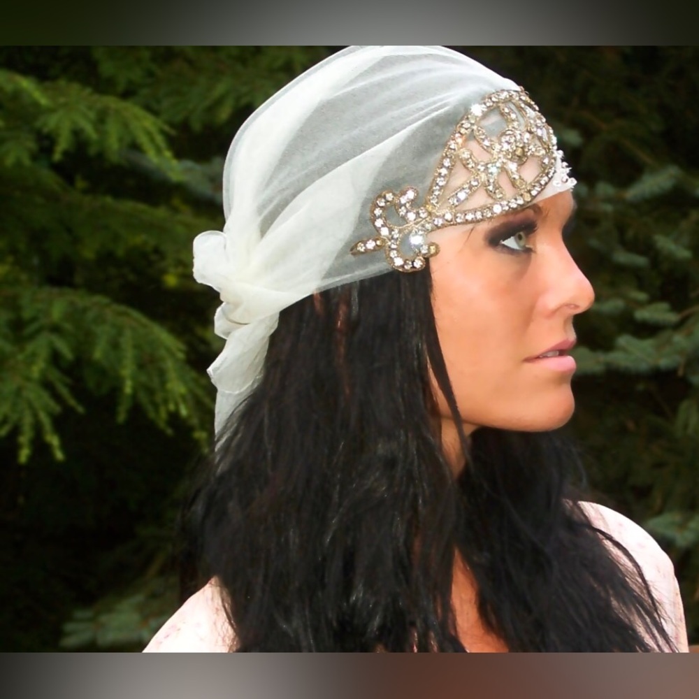 Custom Bridal Hair Wrap-Bohemian Antique handmade piece